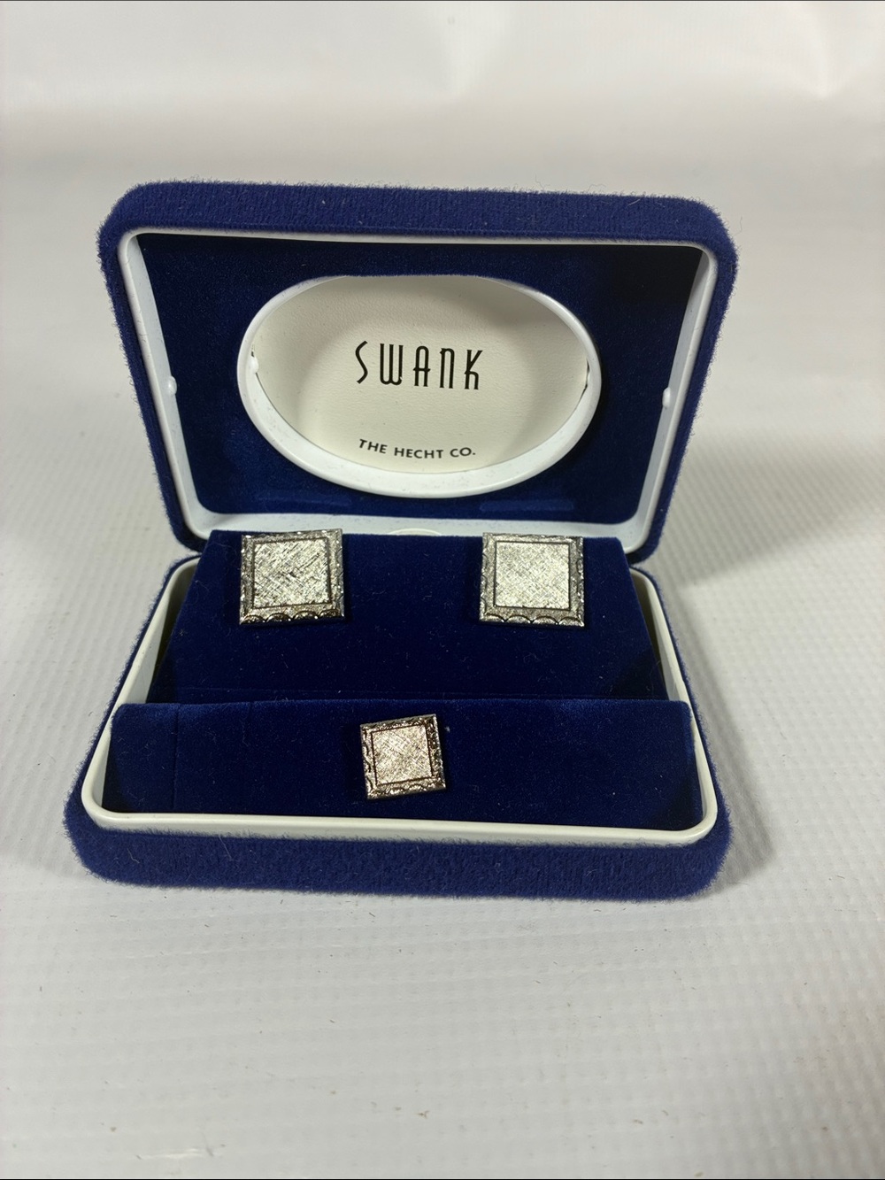 SWANK Silver-Tone Square Cuff Links and Tie Pin Set